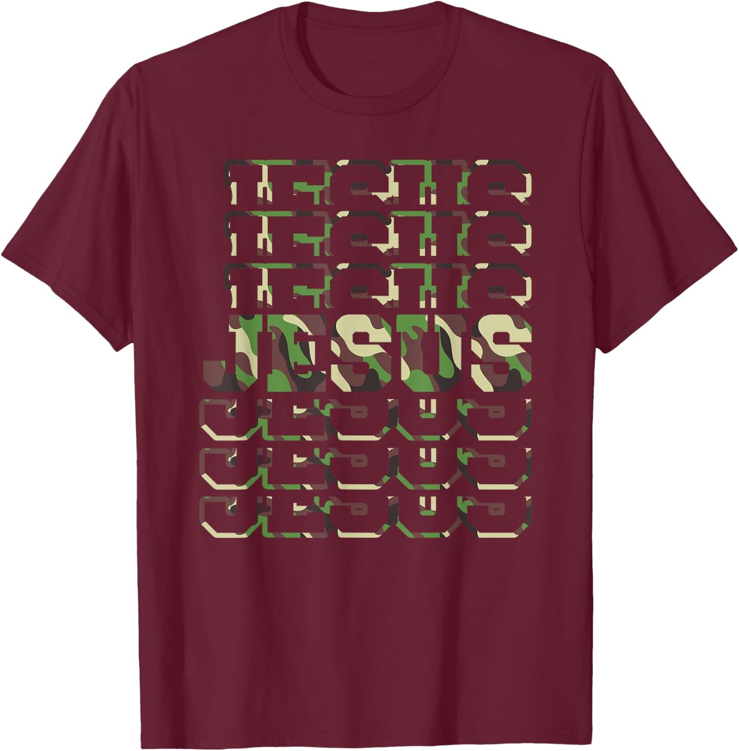 Jesus Camo Design, Camo Scripture Jesus Faith T-Shirt - T-Shirt | Maroon