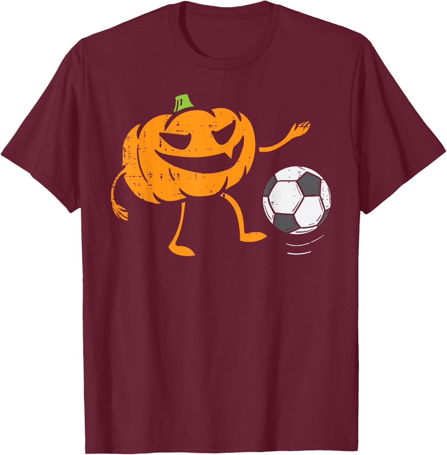 Pumpkin Playing Soccer Football Halloween Costume Sports T-Shirt - T-Shirt | Maroon