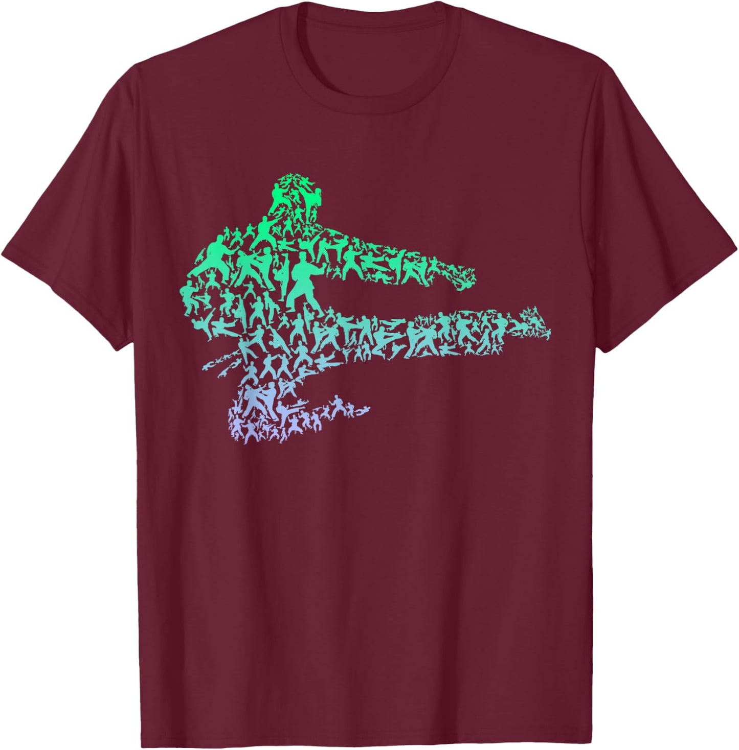 Cool Martial Arts Karate Kick Fighter Graphic Design Karate T-Shirt - T-Shirt | Maroon