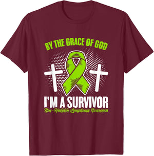 Grace Of God Green Ribbon Non-Hodgkin Lymphoma Awareness T-Shirt - T-Shirt | Maroon