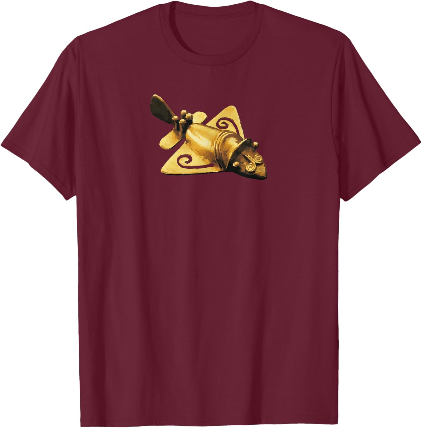 Quimbaya Gold Airplane Columbians Ancient Oldest Artifacts T-Shirt - T-Shirt | Maroon