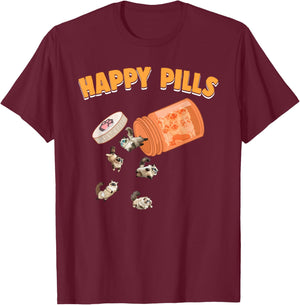 Happy Pills Ragdoll Cat Funny Kitten Feline Lovers Pet Humor Men Women T-Shirt - T-Shirt | Maroon