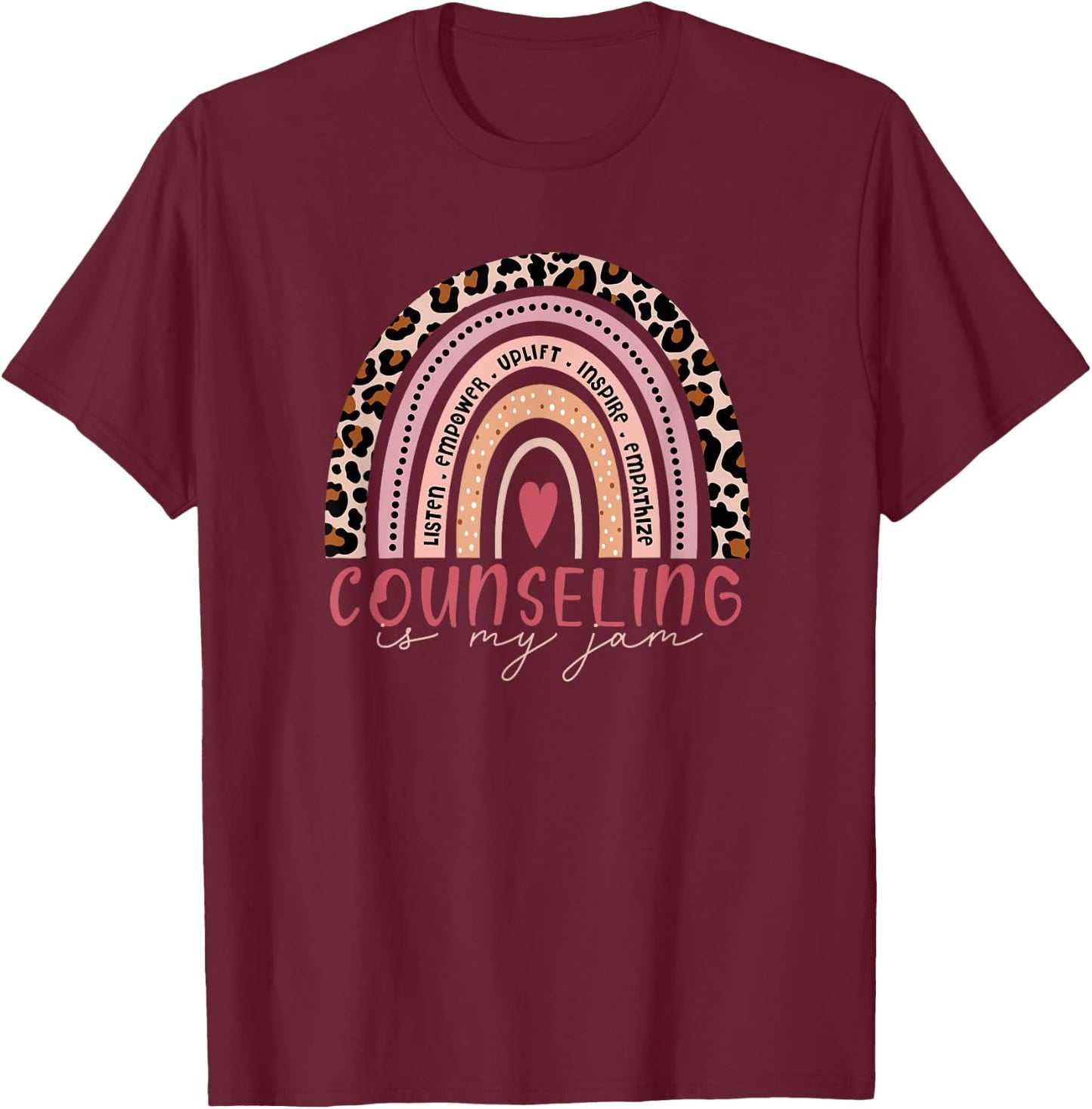School Counselor Shirt Counseling Is My Jam Leopard Rainbow T-Shirt - T-Shirt | Maroon