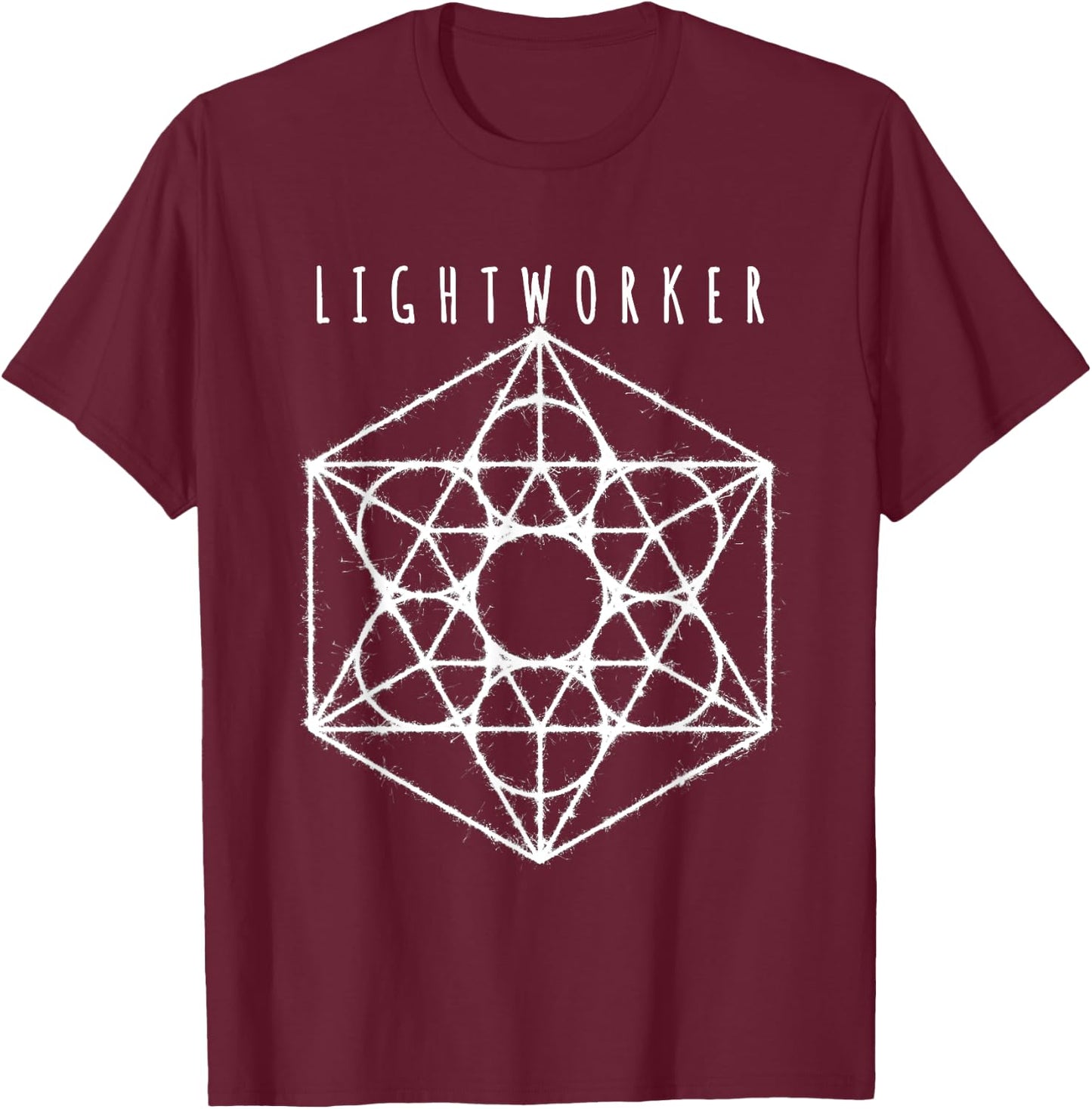 Lightworker Hexagram Sacred Geometry Mandala T-Shirt - T-Shirt | Maroon