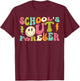 Retro Groovy School's Out Forever Retired Teacher Retirement T-Shirt - T-Shirt | Maroon
