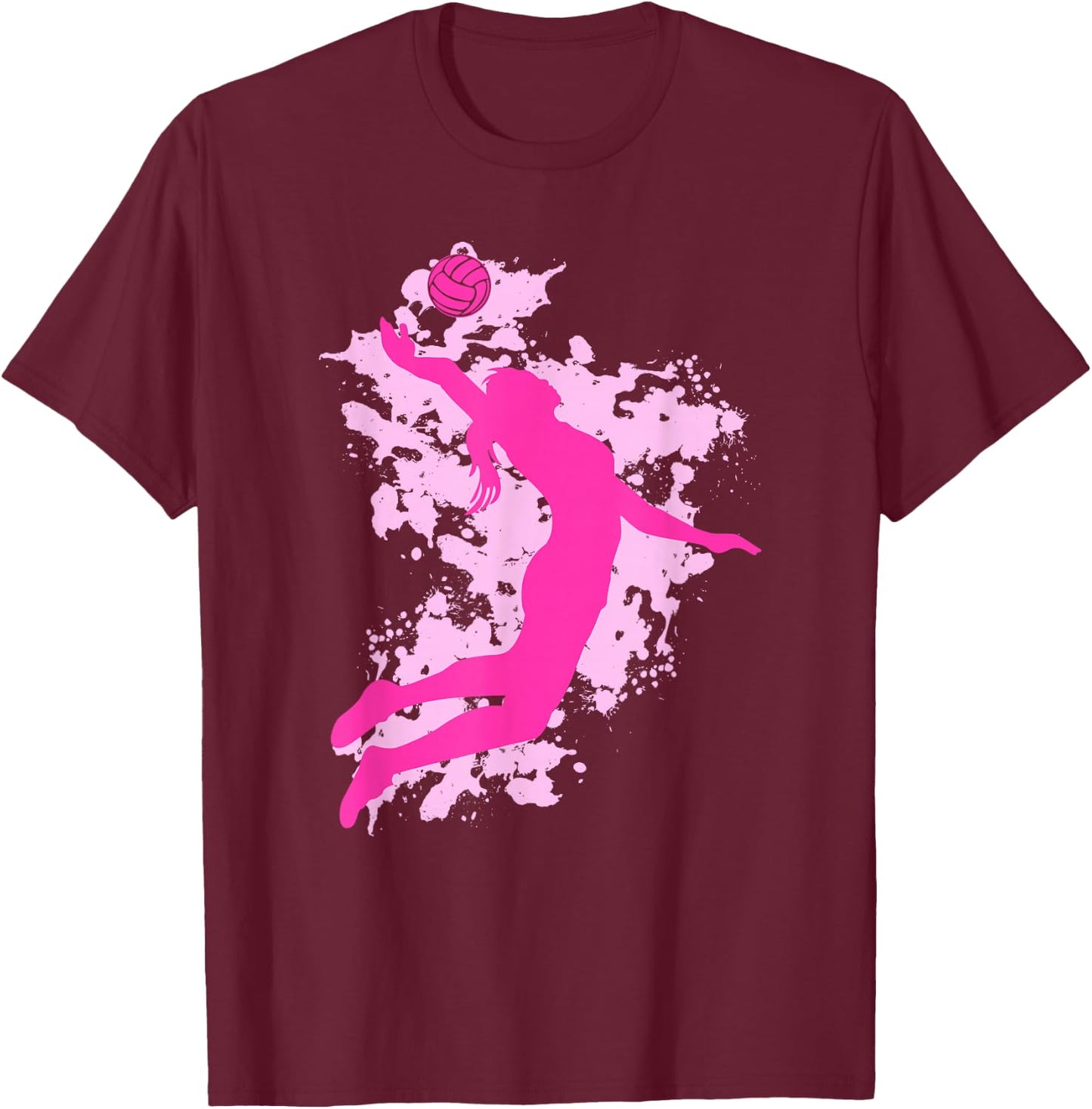 Female Volleyball Player Splash T-Shirt - T-Shirt | Maroon