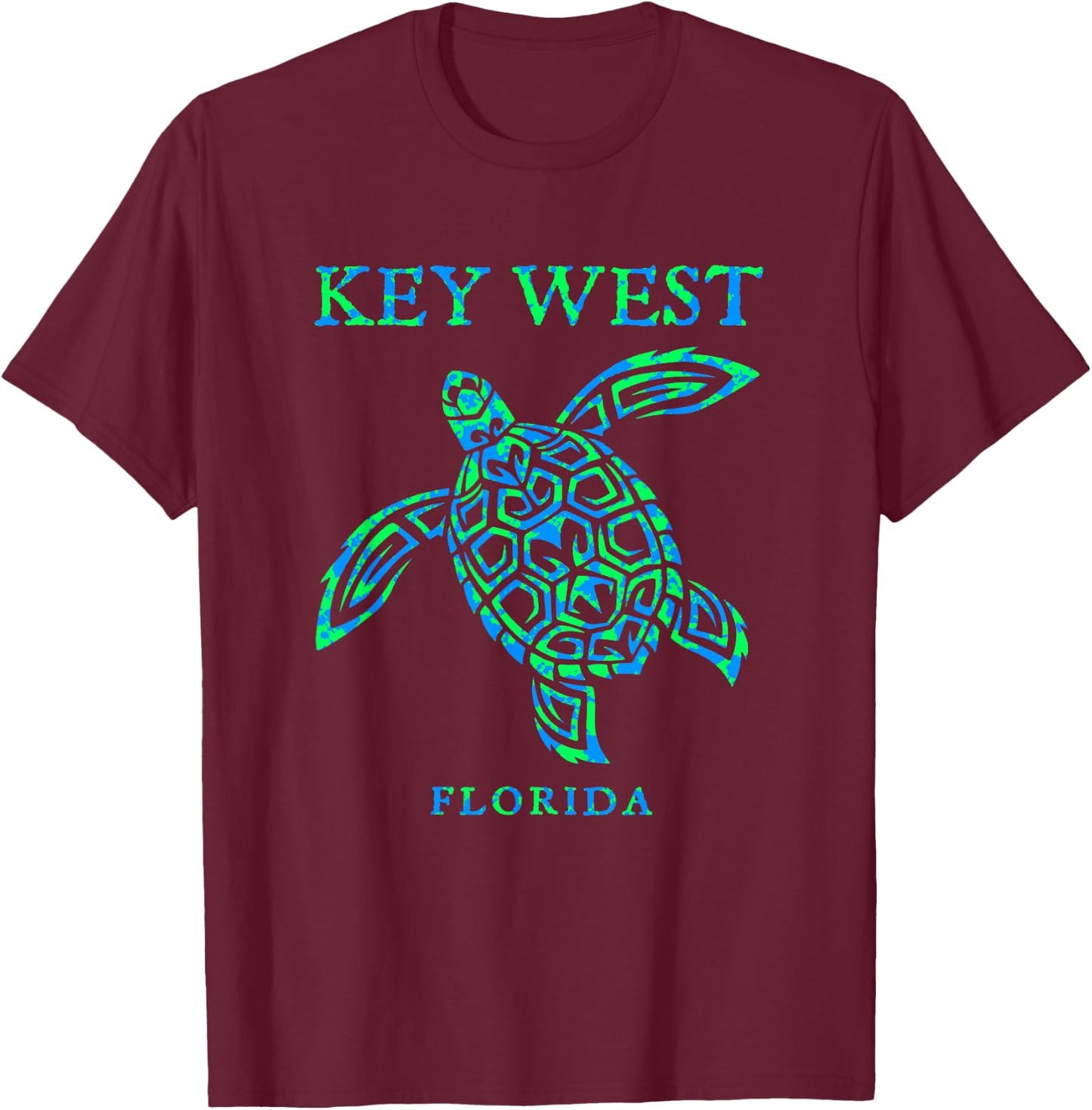 Key West Florida Sea Turtle Retro Boy Girl Vacation Souvenir T-Shirt - T-Shirt | Maroon