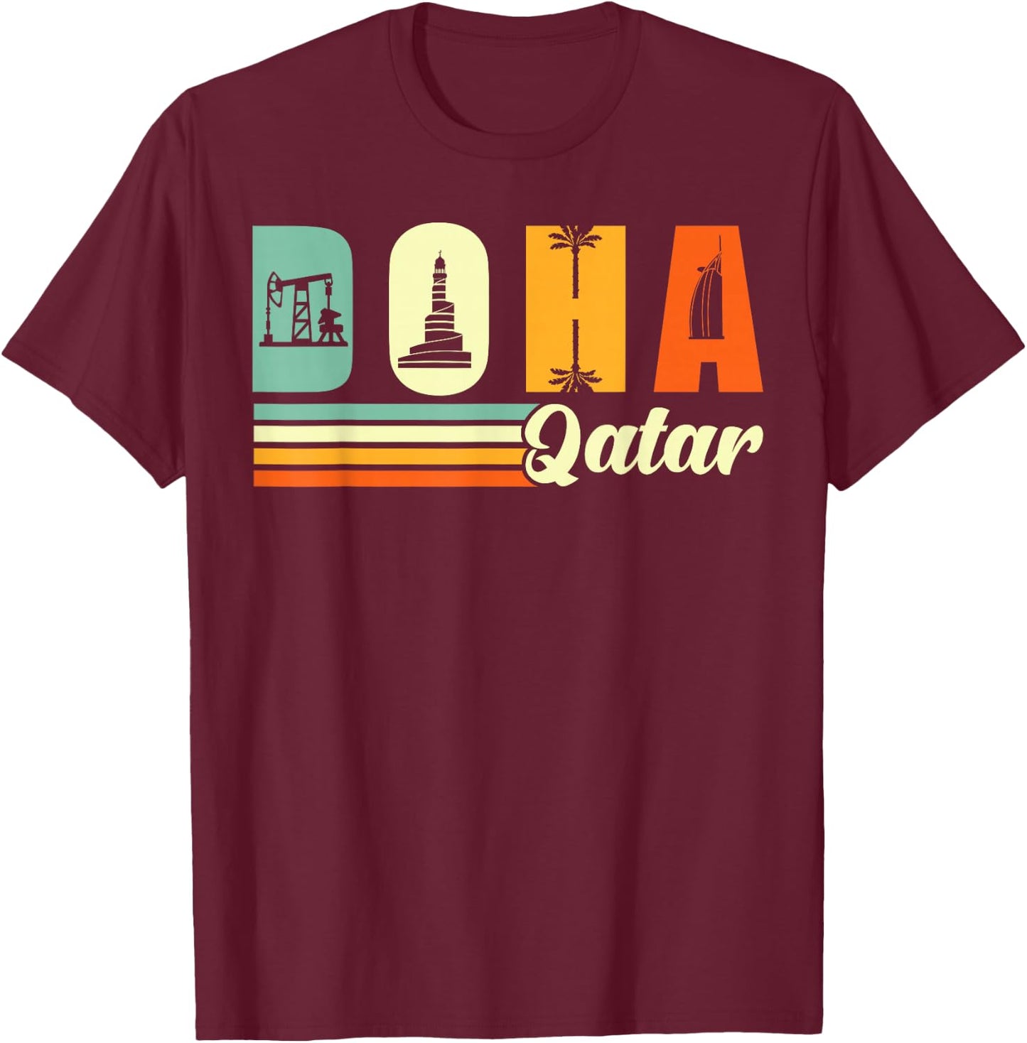 Souvenir Doha Qatar T-Shirt - T-Shirt | Maroon