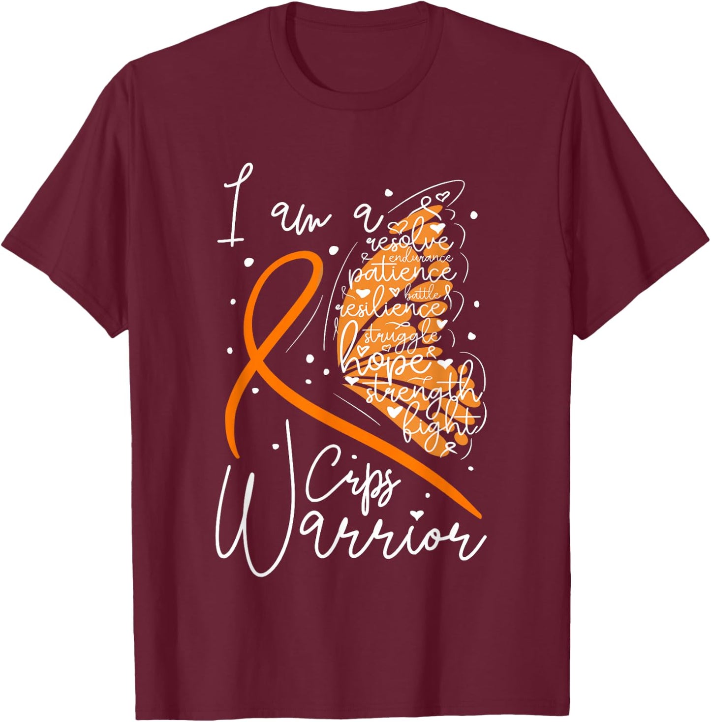 Butterfly CRPS Warrior, CRPS Awareness T-Shirt - T-Shirt | Maroon