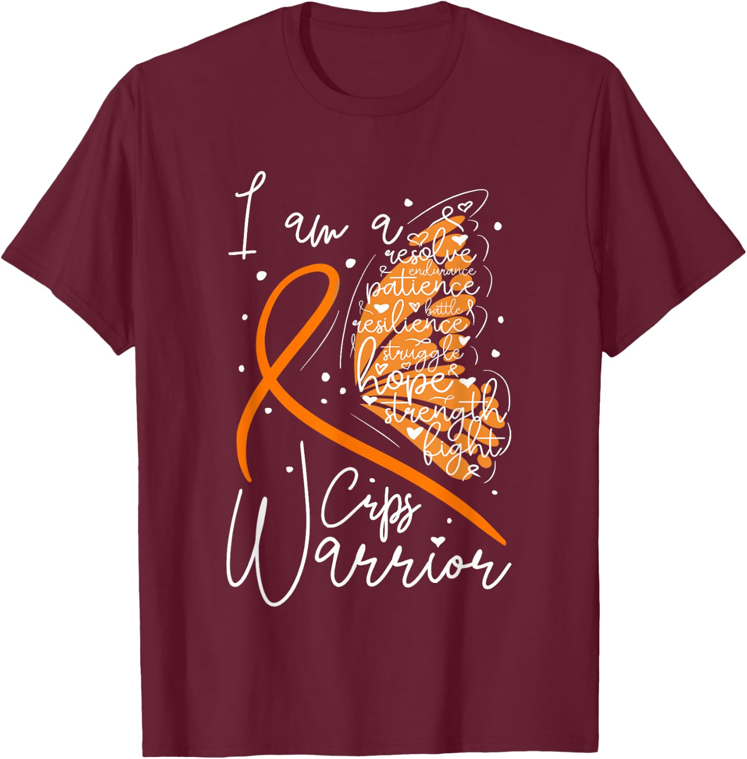 Butterfly CRPS Warrior, CRPS Awareness T-Shirt - T-Shirt | Maroon