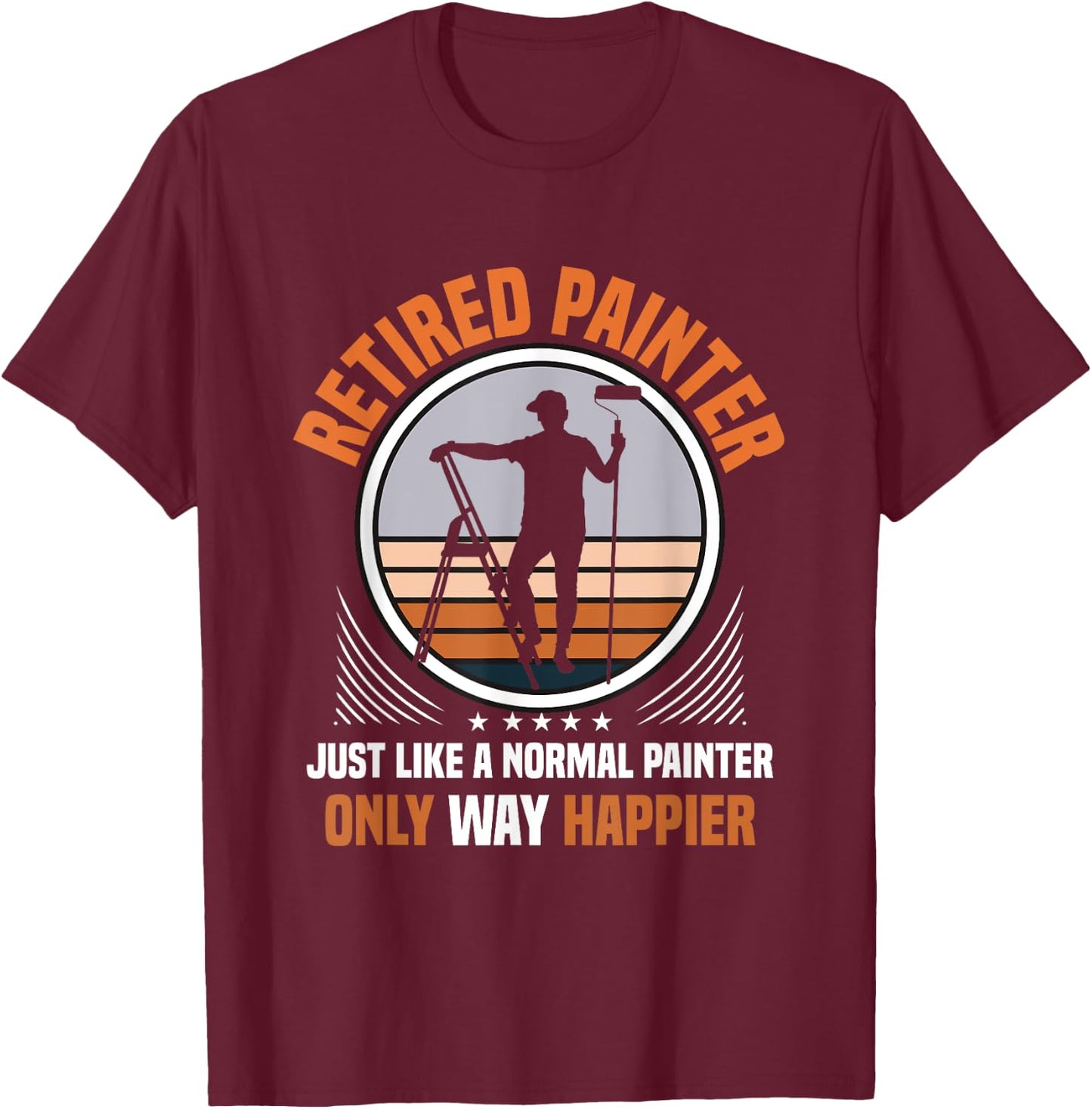 Vintage Men Painting Retro Retired Painter T-Shirt - T-Shirt | Maroon