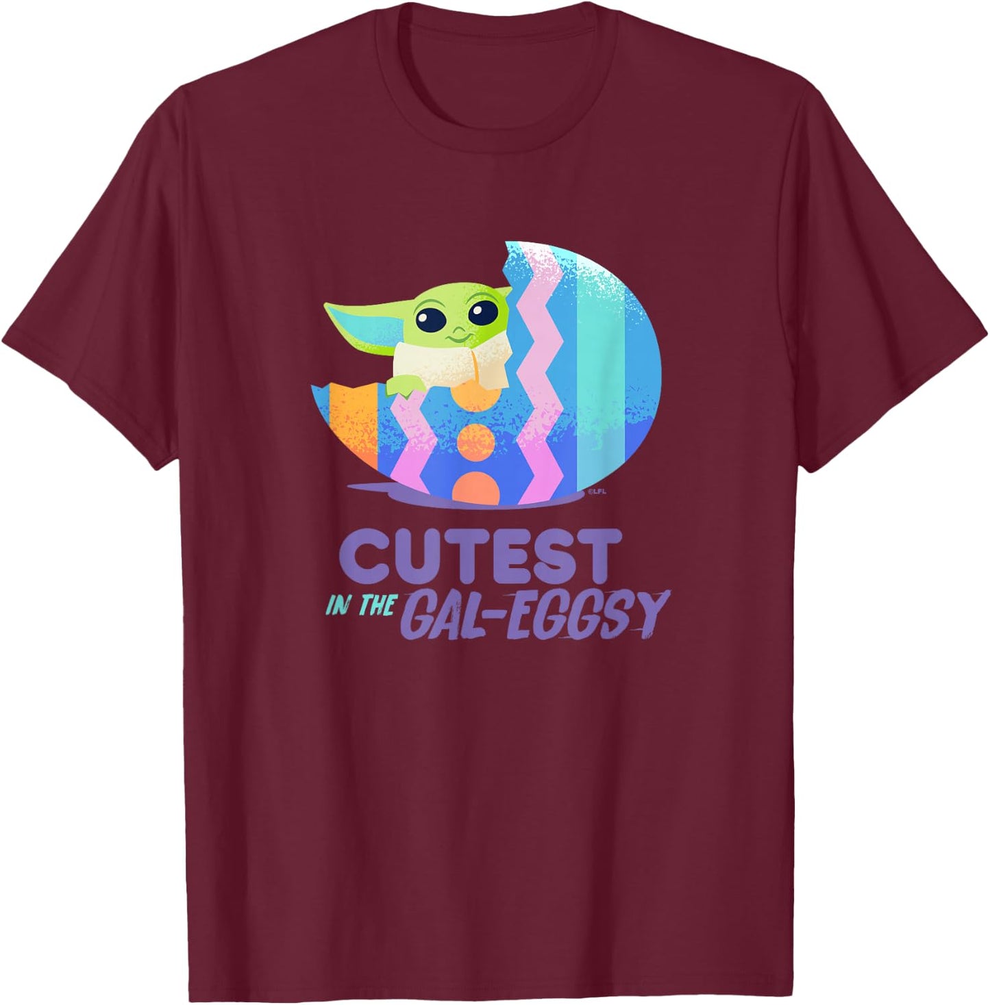 Star Wars The Mandalorian Grogu Easter Cutest in Gal-Eggsy T-Shirt - T-Shirt | Maroon