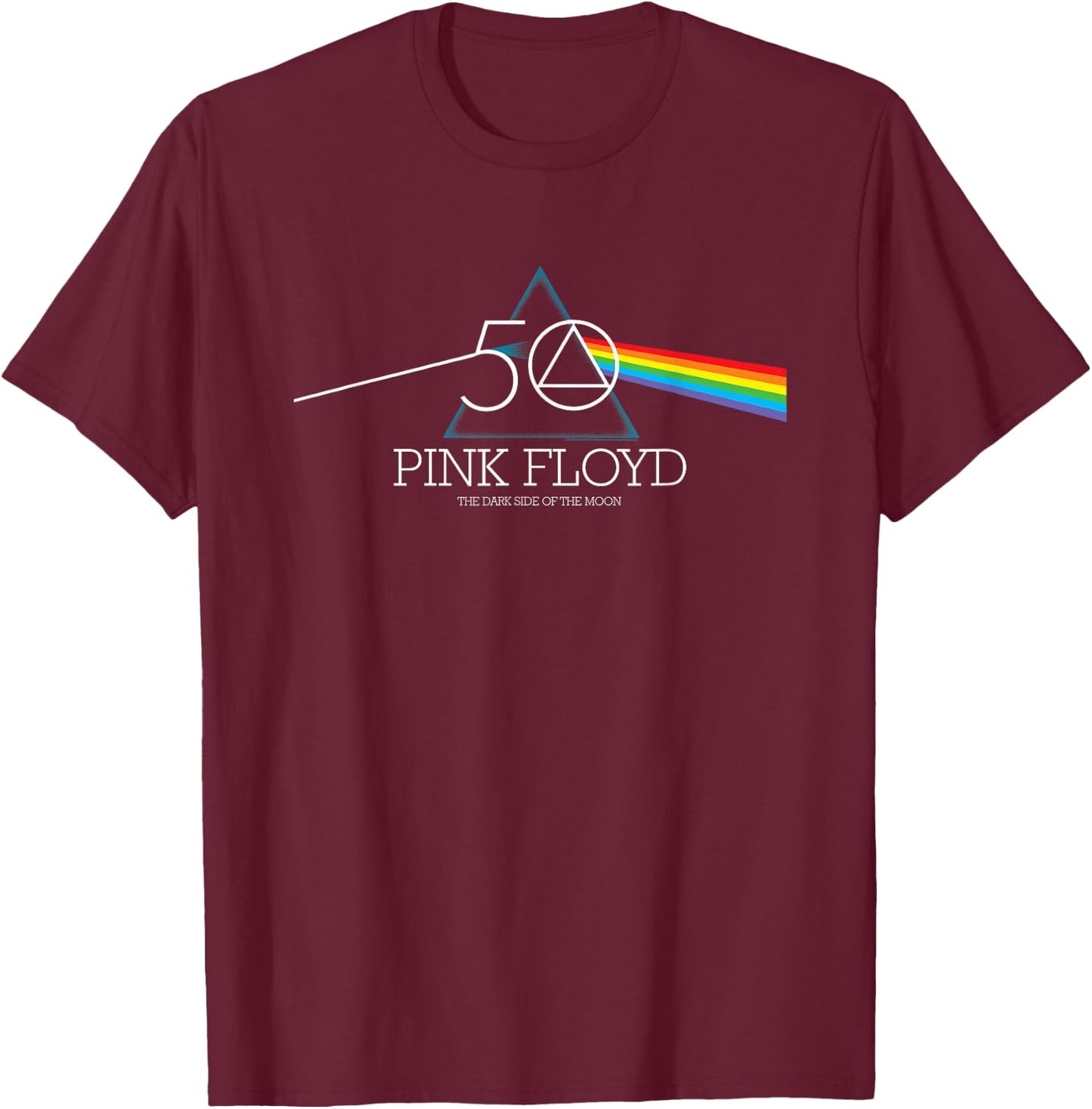 Pink Floyd The Dark Side of The Moon 50th Anniversary Prism T-Shirt - T-Shirt | Maroon
