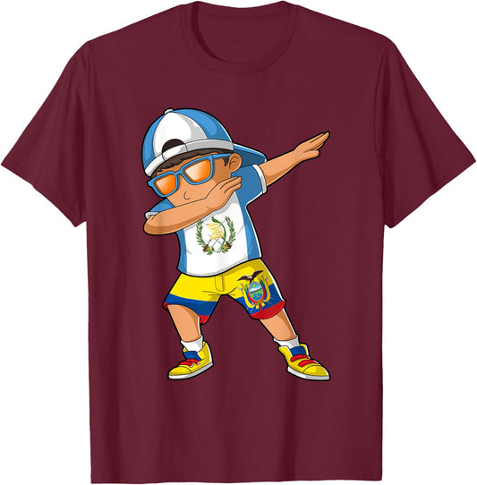 Half Guatemalan Half Ecuadorian Boy Guatemala Flag T-Shirt - T-Shirt | Maroon