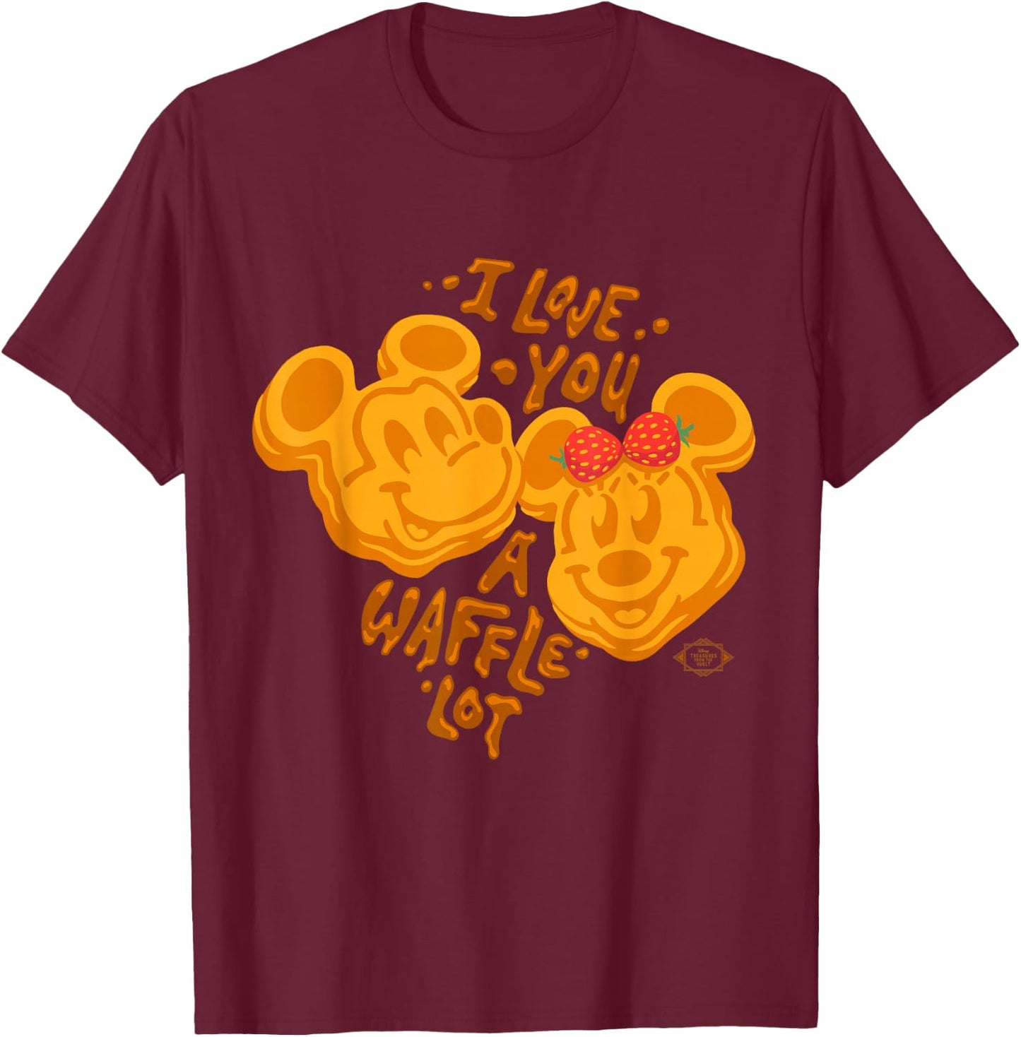 Disney Mickey & Minnie Love You a Waffle Lot Valentine’s Day T-Shirt - T-Shirt | Maroon