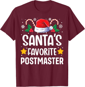 Santas Favorite Postmaster Christmas Matching Group Pajama T-Shirt - T-Shirt | Maroon