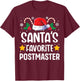 Santas Favorite Postmaster Christmas Matching Group Pajama T-Shirt - T-Shirt | Maroon