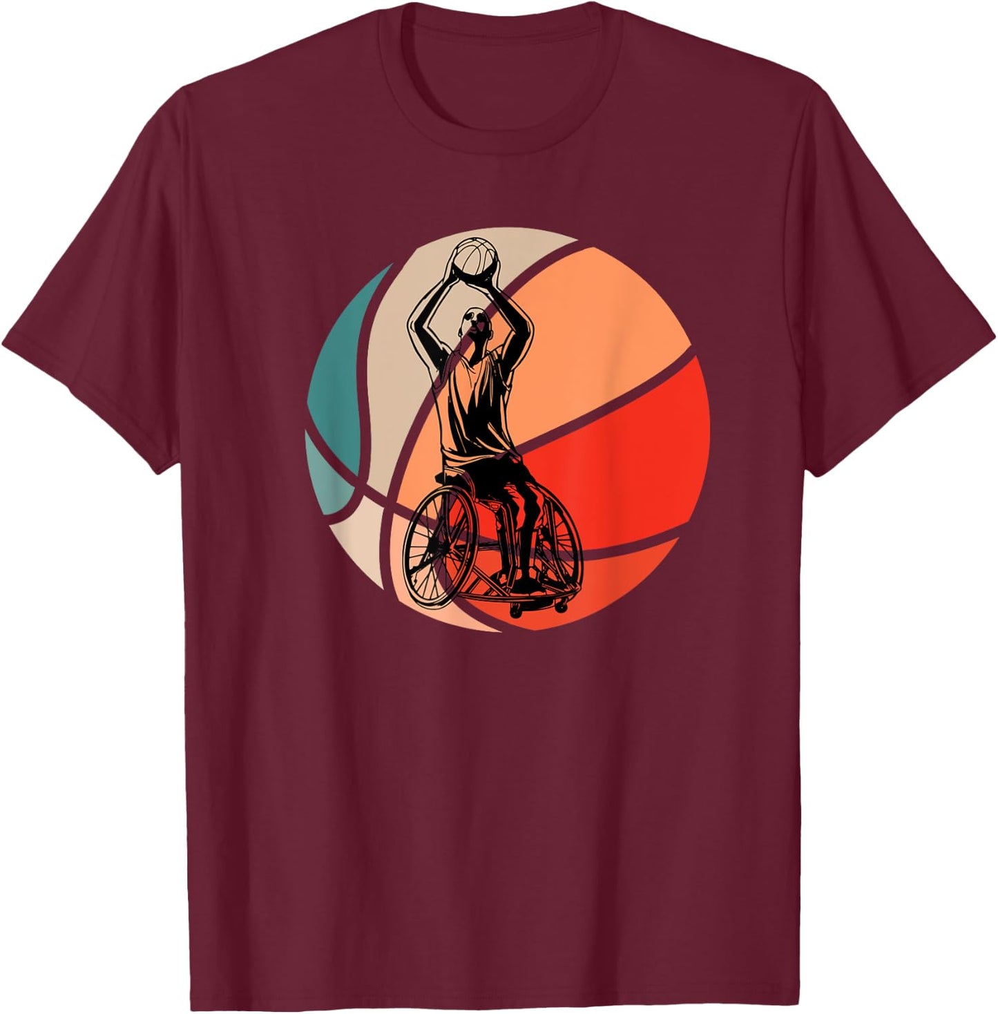 Retro Vintage Wheelchair Basketball T-Shirt - T-Shirt | Maroon