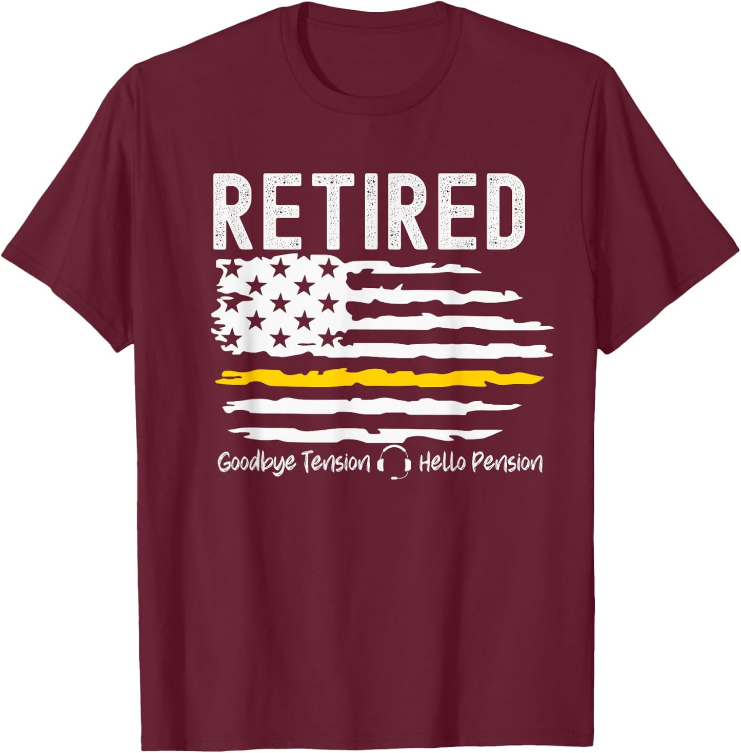 911 Retired Dispatcher Gift Thin Gold Line Dispatch Life T-Shirt - T-Shirt | Maroon