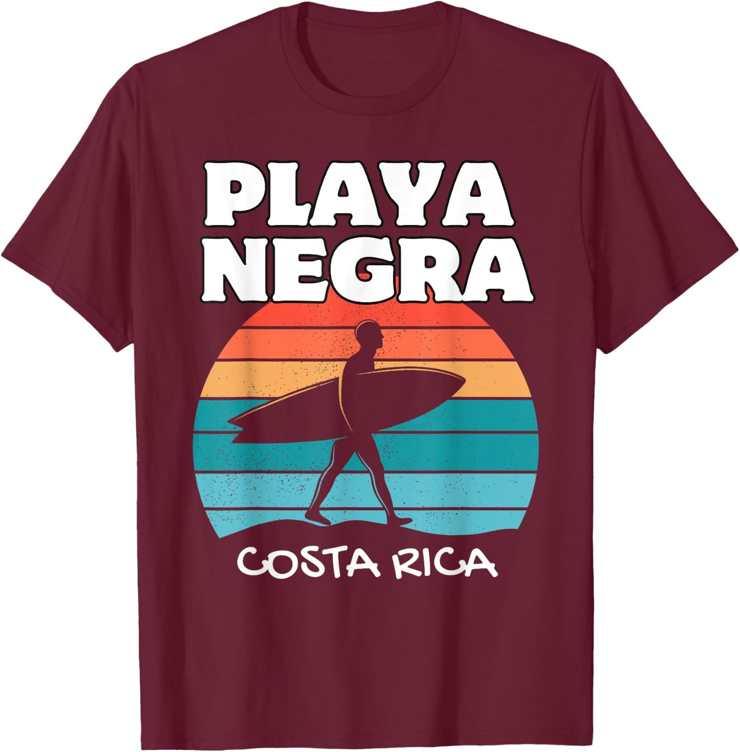 PLAYA NEGRA COSTA RICA Surf Retro Sunset Surfing T-Shirt - T-Shirt | Maroon