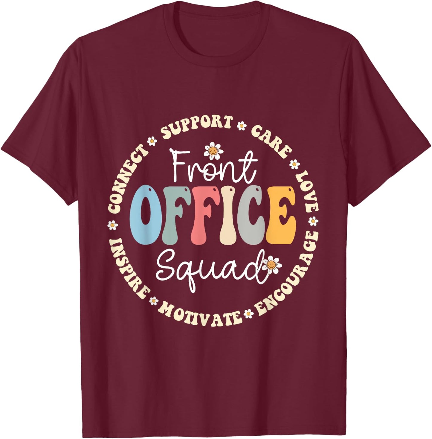 Retro School Secretary Admin Appreciation Front Office Squad T-Shirt - T-Shirt | Maroon