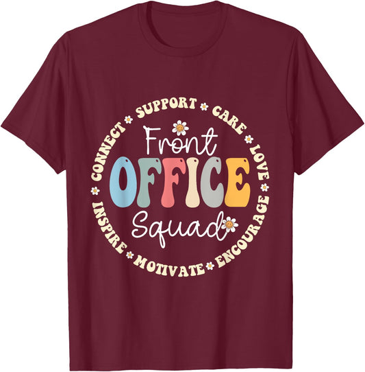 Retro School Secretary Admin Appreciation Front Office Squad T-Shirt - T-Shirt | Maroon