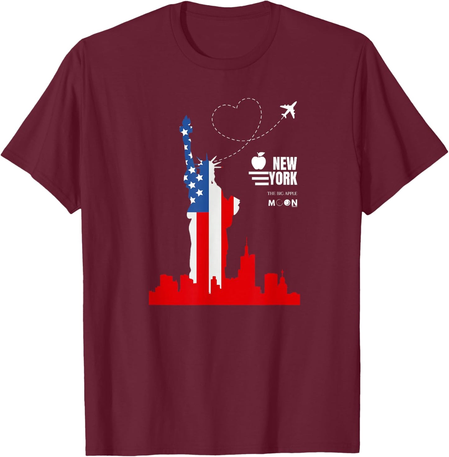New York City Graphics I Love NY NYC Statue of Liberty T-Shirt - T-Shirt | Maroon