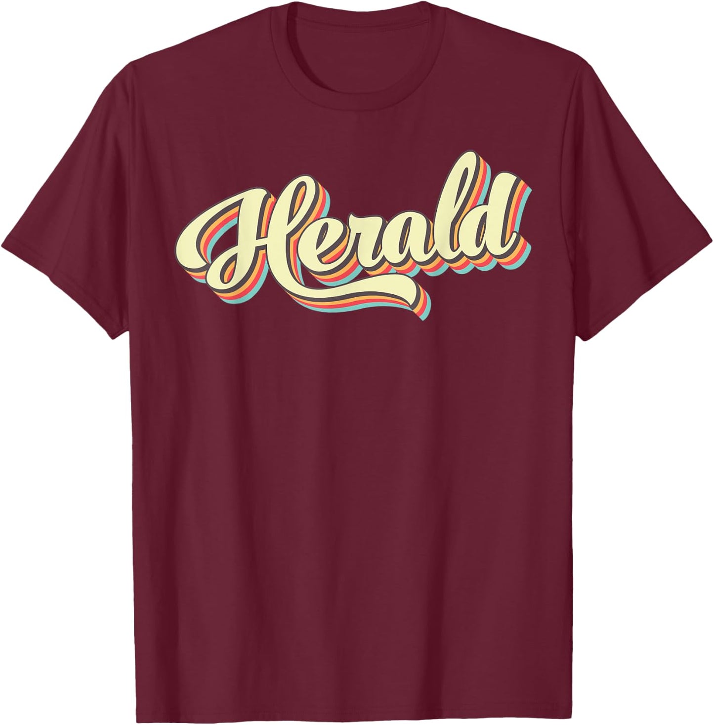 Herald Retro Art Baseball Font Vintage T-Shirt - T-Shirt | Maroon