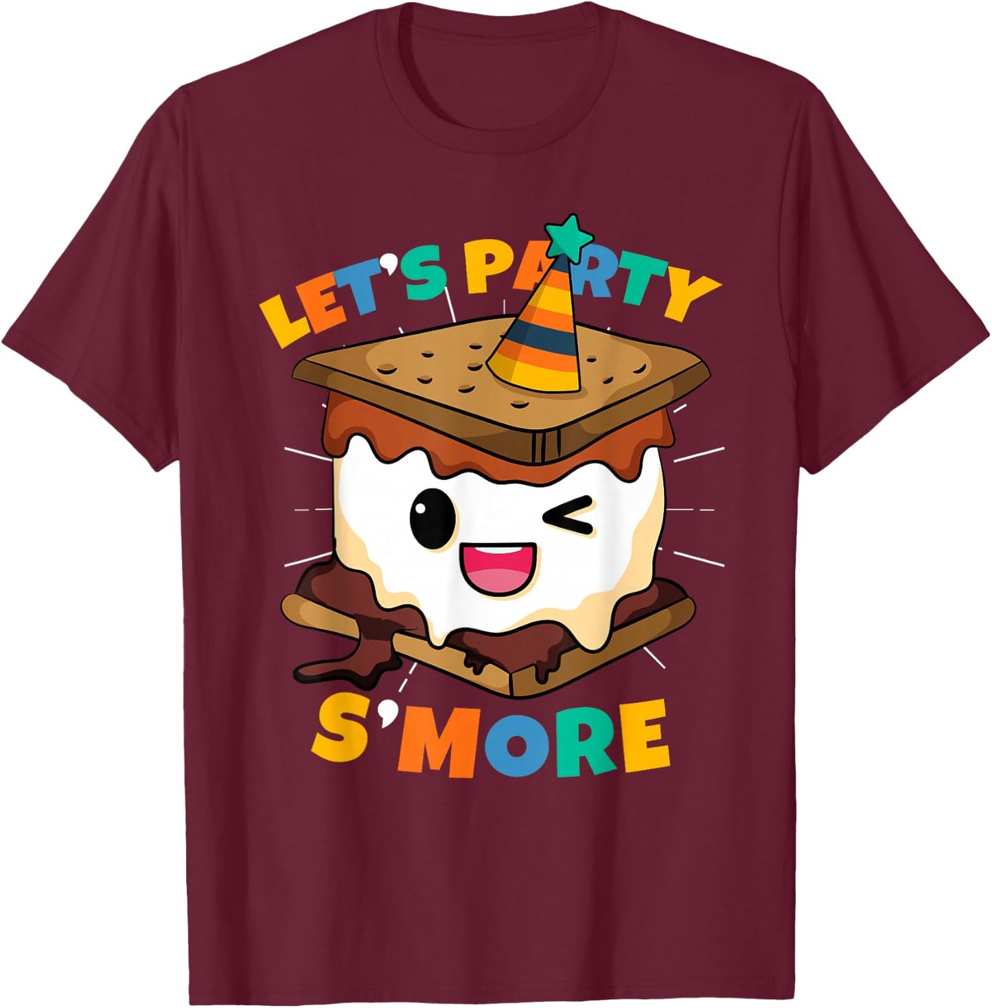 Let's Party S'more Toddler Boy Camping Cute Smores T-Shirt - T-Shirt | Maroon