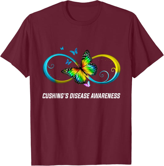 Infinity Butterfly Cushing's Disease Awareness T-Shirt - T-Shirt | Maroon