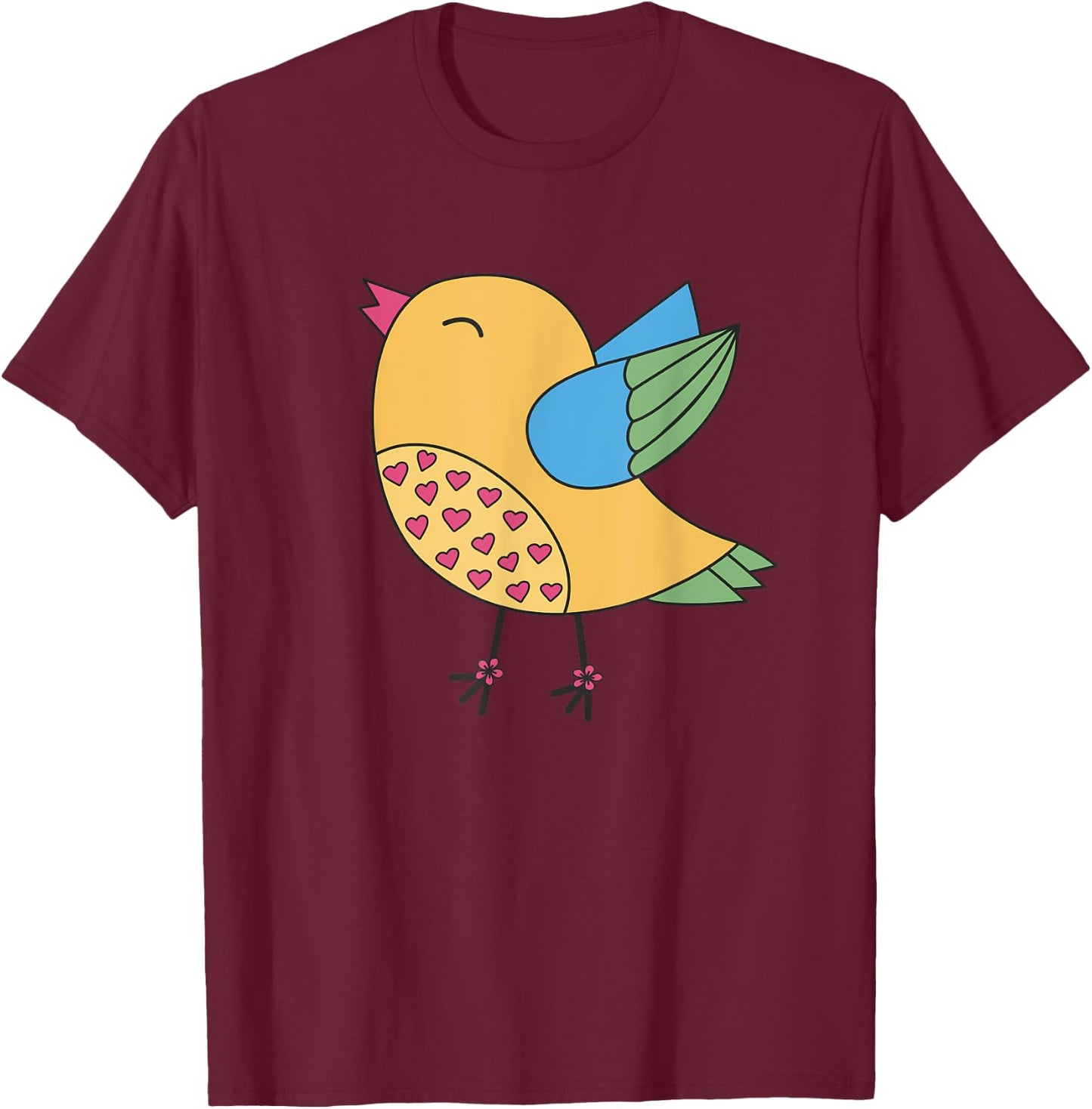 Cute Happy Yellow Bird Lover Gift Toddler Kids Youth T-Shirt - T-Shirt | Maroon