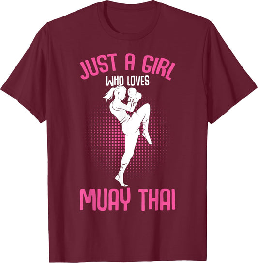 Just a Girl who loves Muay Thai Kids Girls T-Shirt - T-Shirt | Maroon