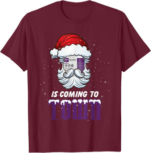 Sani-Cloth Is Coming To Town Merry Christmas Nurse RN Santa T-Shirt - T-Shirt | Maroon