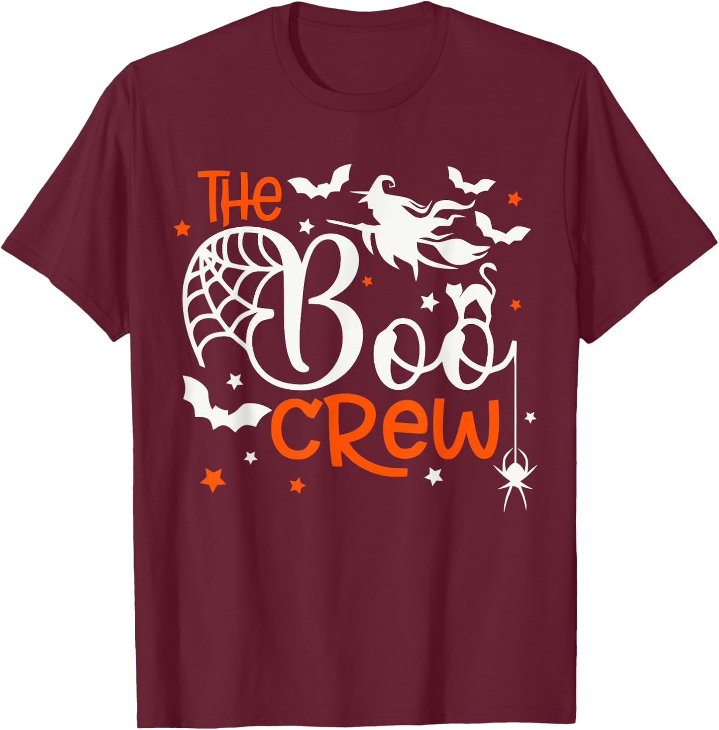Halloween The Boo Crew - Fun Spooky Witch, Cat, Bat - Family T-Shirt - T-Shirt | Maroon