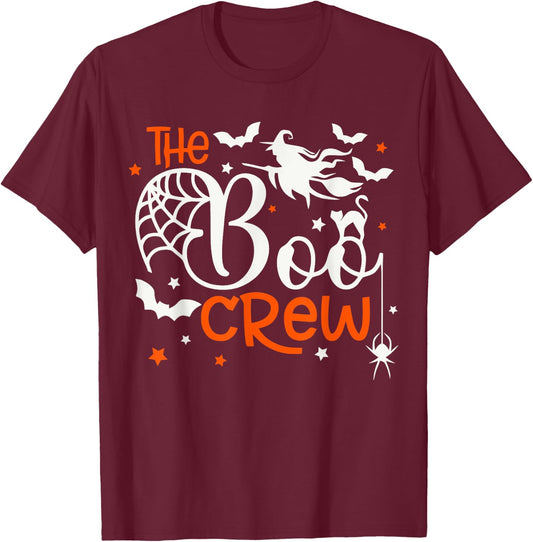 Halloween The Boo Crew - Fun Spooky Witch, Cat, Bat - Family T-Shirt - T-Shirt | Maroon