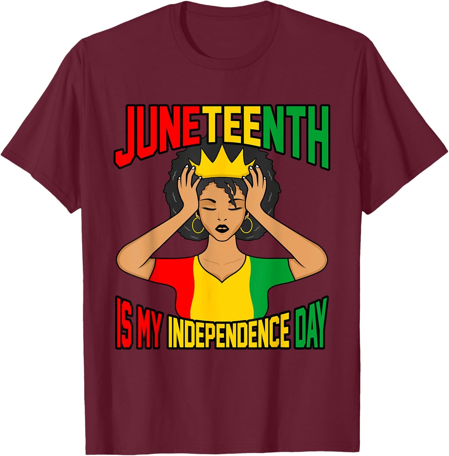 My Independence Juneteenth Black History Month Graphic T-Shirt - T-Shirt | Maroon