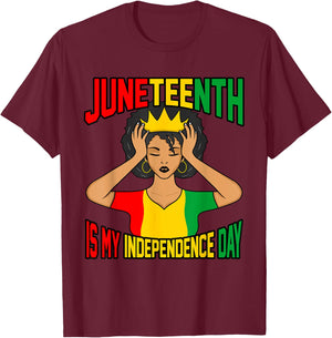 My Independence Juneteenth Black History Month Graphic T-Shirt - T-Shirt | Maroon
