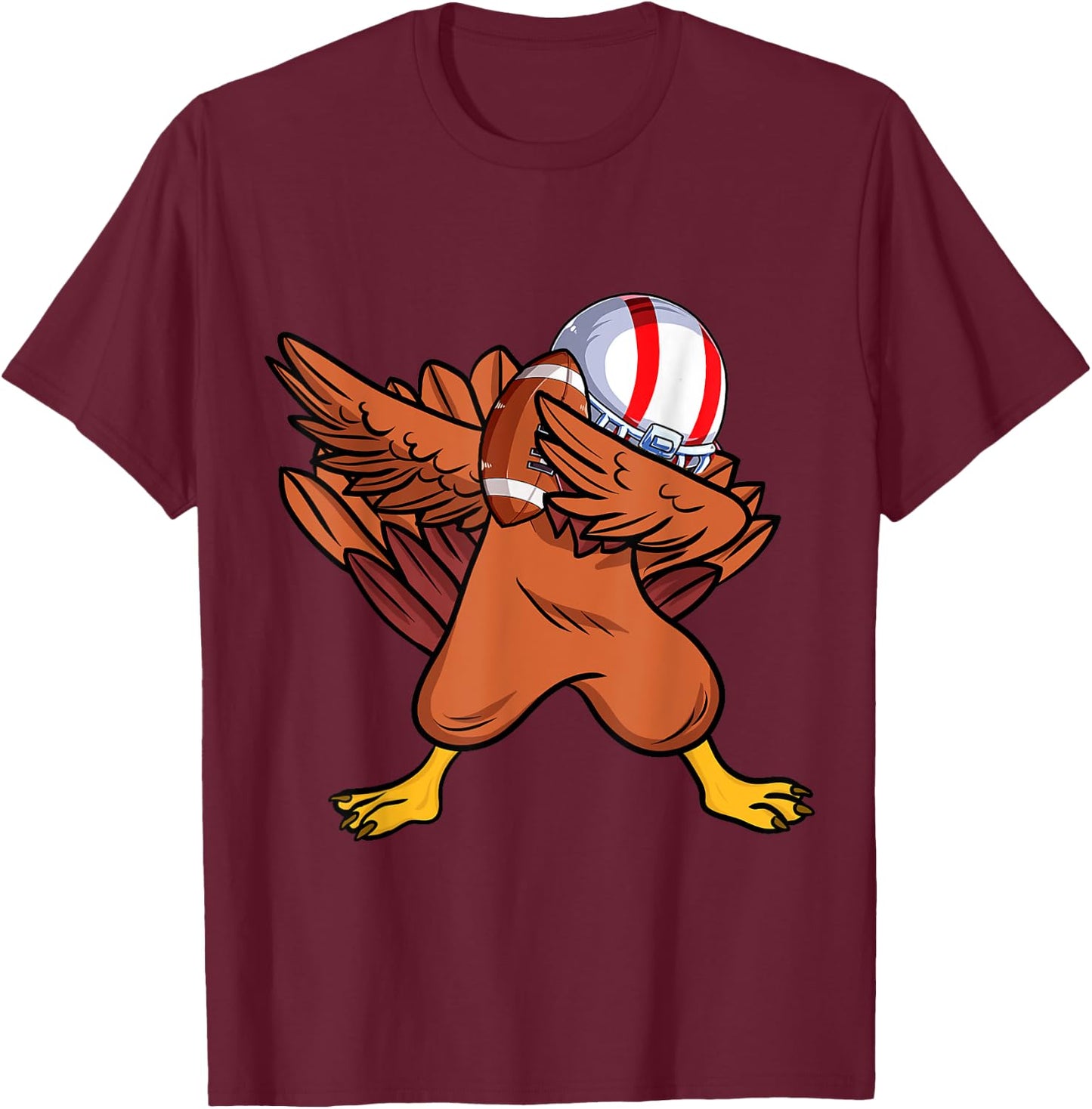 Dabbing Football Player Boys Men dabbing turkey thanksgiving T-Shirt - T-Shirt | Maroon