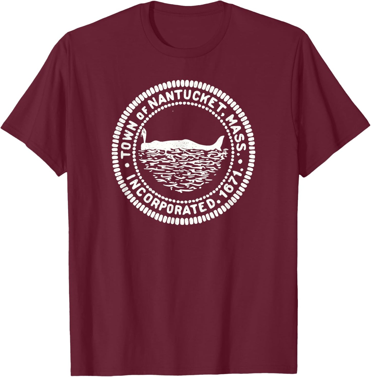Nantucket Massachusetts Flag Seal T-Shirt - T-Shirt | Maroon