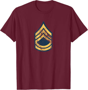 US Army Rank - Sergeant First Class (E-7) - SFC Vintage Look T-Shirt - T-Shirt | Maroon