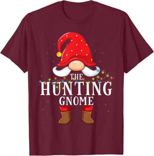 Hunting Gnome Matching Christmas Family Pajama T-Shirt - T-Shirt | Maroon