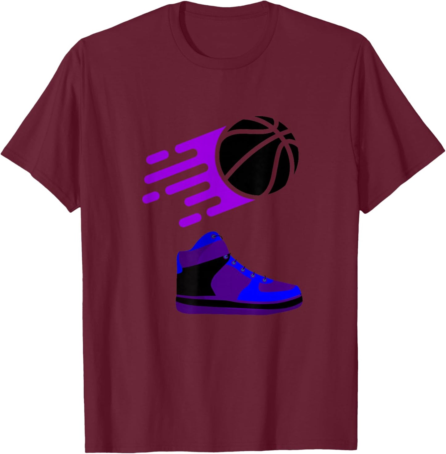 Purple Basketball Sneaker T-Shirt - T-Shirt | Maroon