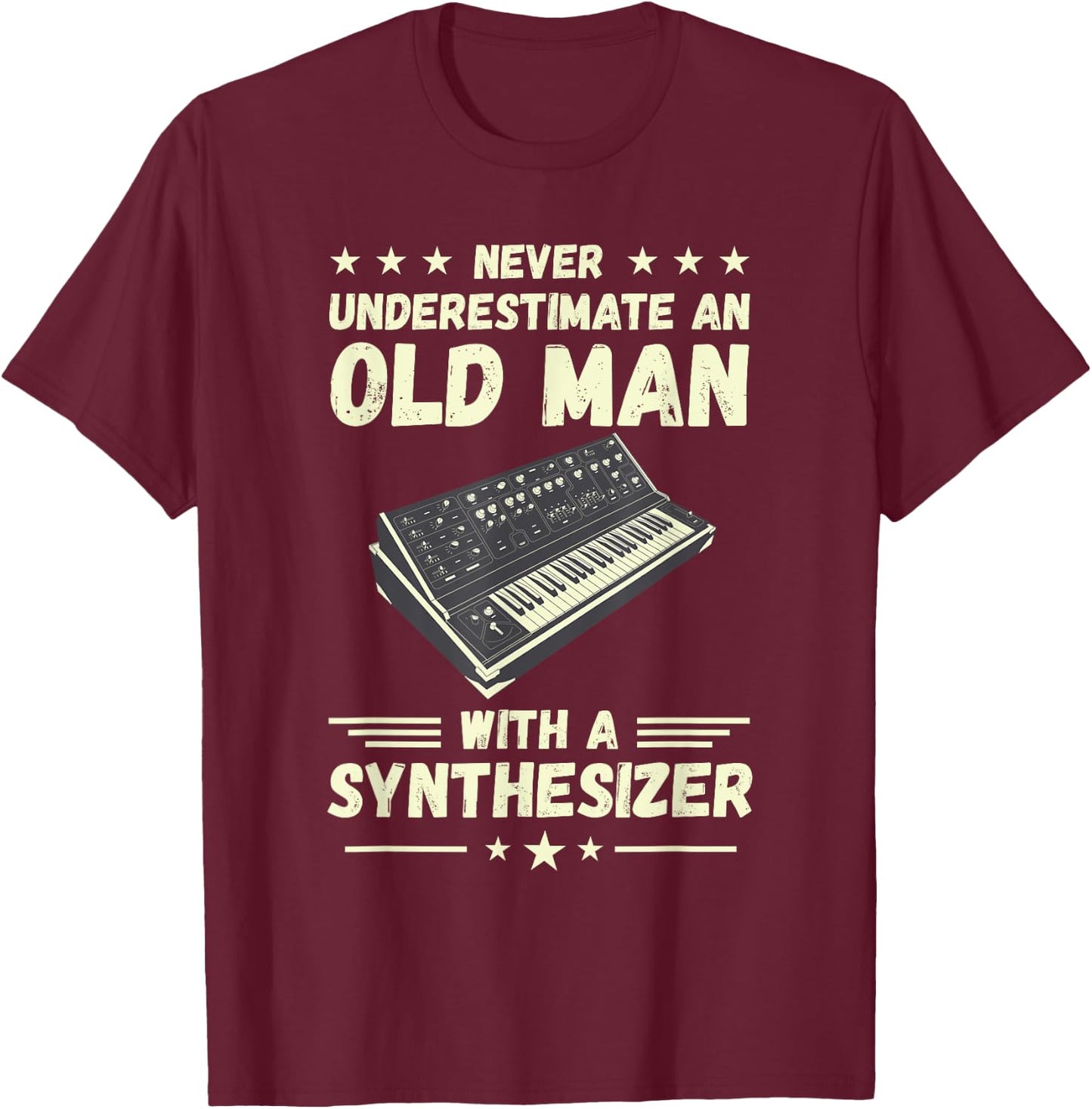 Synthesizer Never Underestimate An Old Man Modular Synth T-Shirt - T-Shirt | Maroon