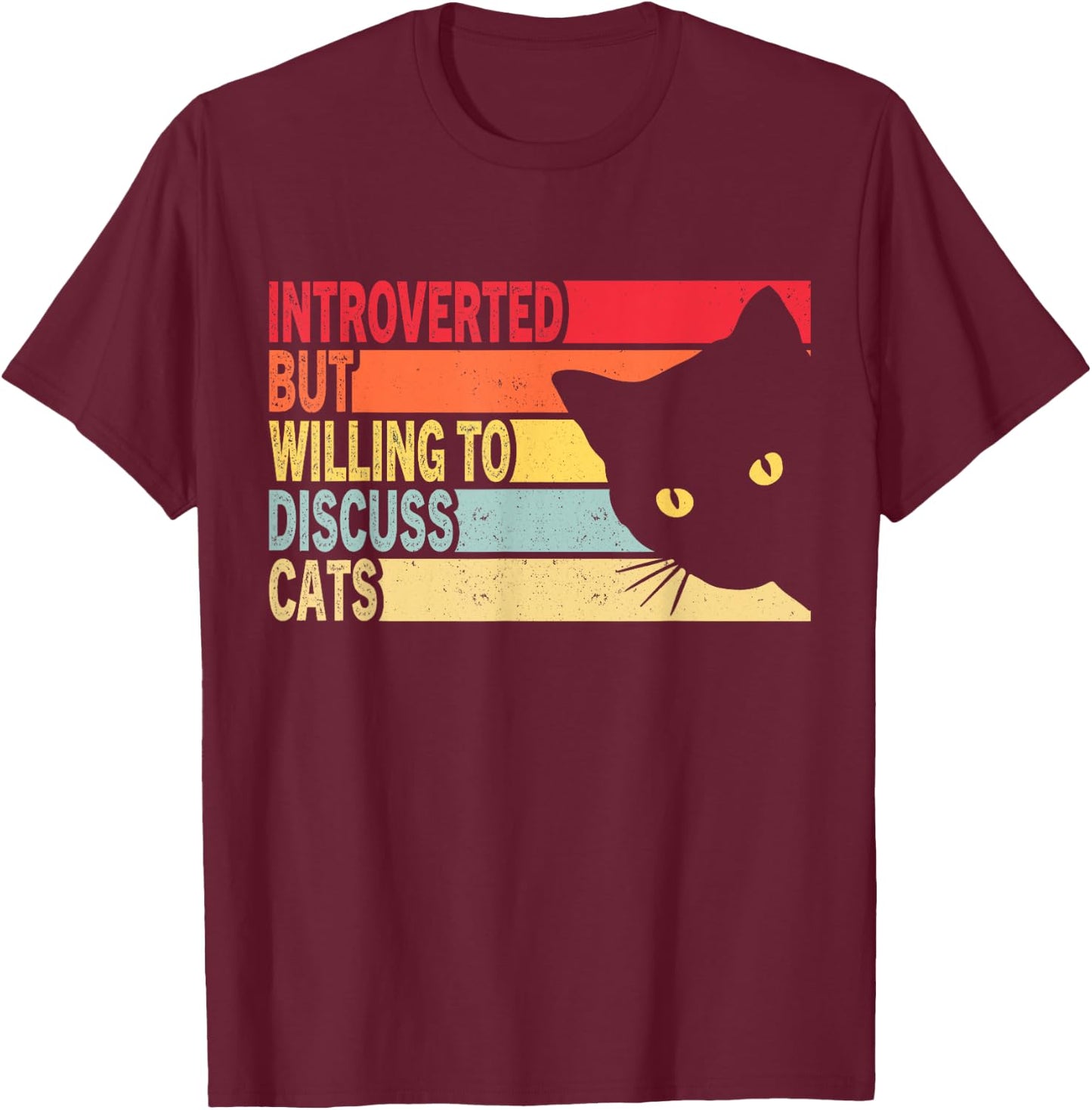Introverted But Willing To Discuss Cats Vintage Cat Lover Women T-Shirt - T-Shirt | Maroon