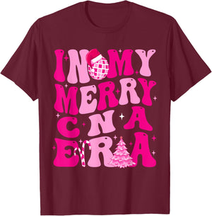 In My Merry CNA Era Christmas Retro T-Shirt - T-Shirt | Maroon