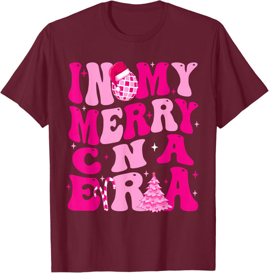 In My Merry CNA Era Christmas Retro T-Shirt - T-Shirt | Maroon