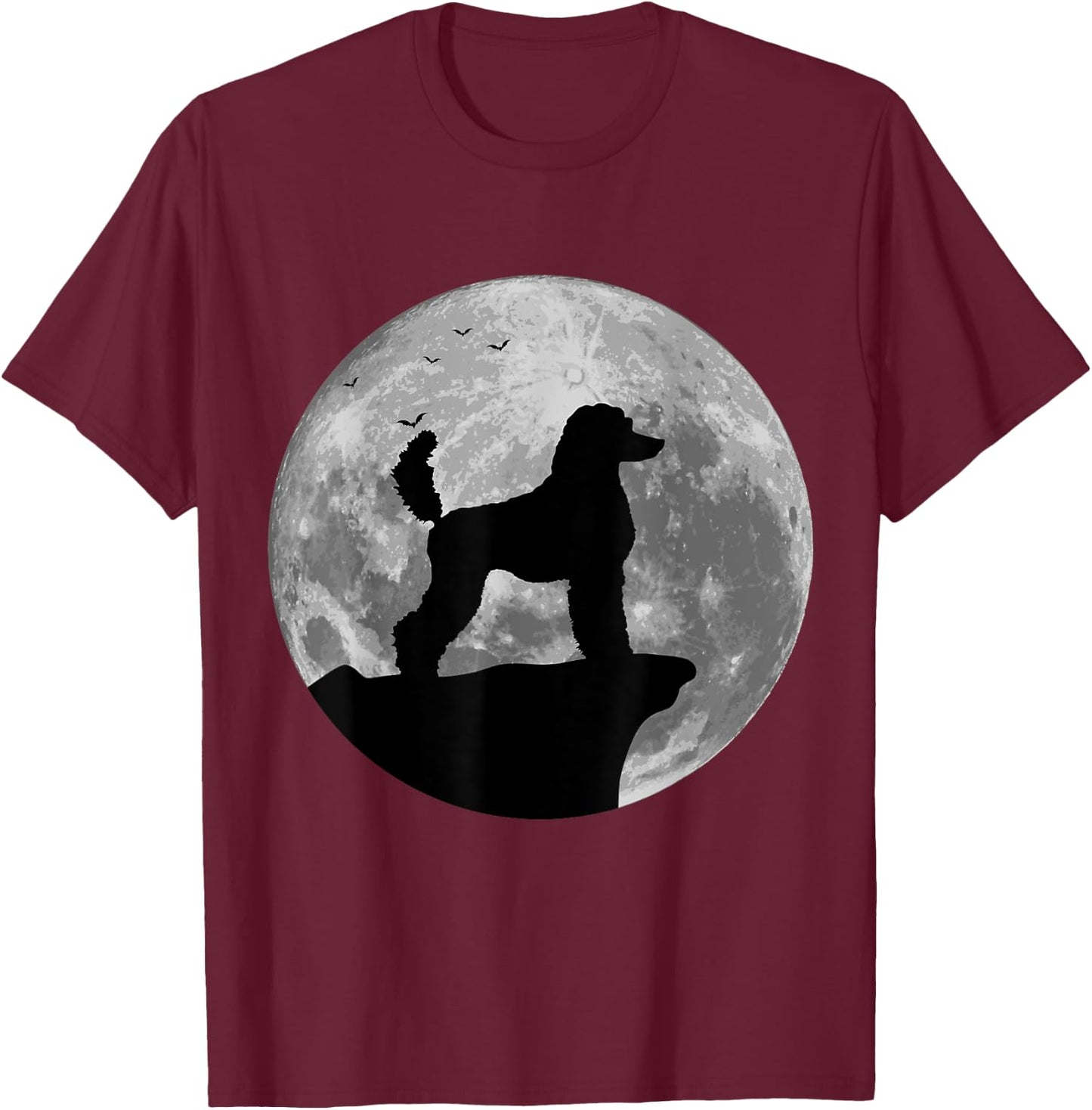 Standard Poodle Silhouette In The Moon Halloween Costume T-Shirt - T-Shirt | Maroon