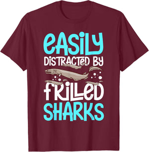 Frilled Shark Animal Tooth Funny Ocean T-Shirt - T-Shirt | Maroon