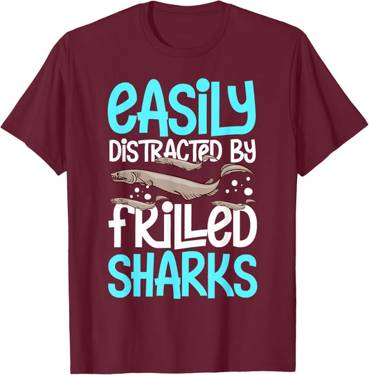 Frilled Shark Animal Tooth Funny Ocean T-Shirt - T-Shirt | Maroon