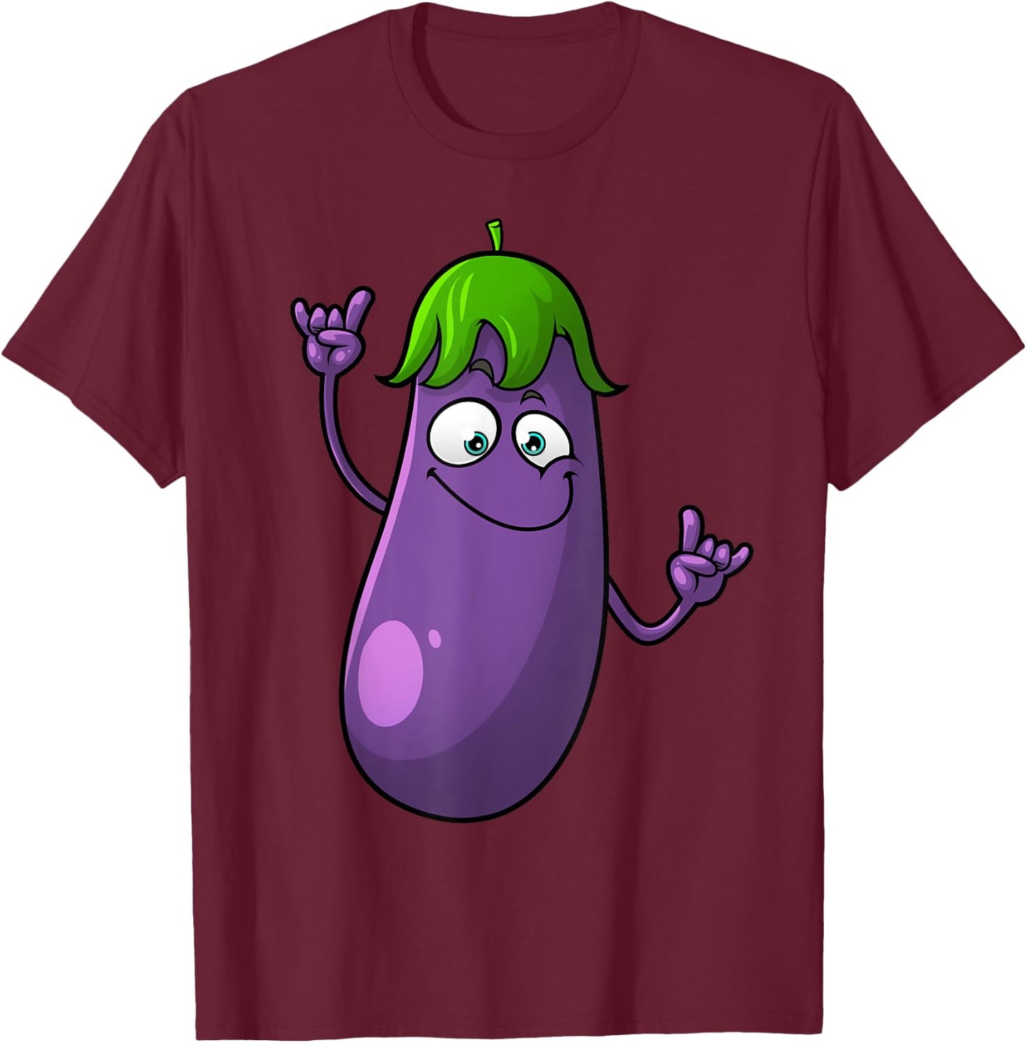 Funny Eggplant Designs Women Fruit Vegetable T-Shirt - T-Shirt | Maroon
